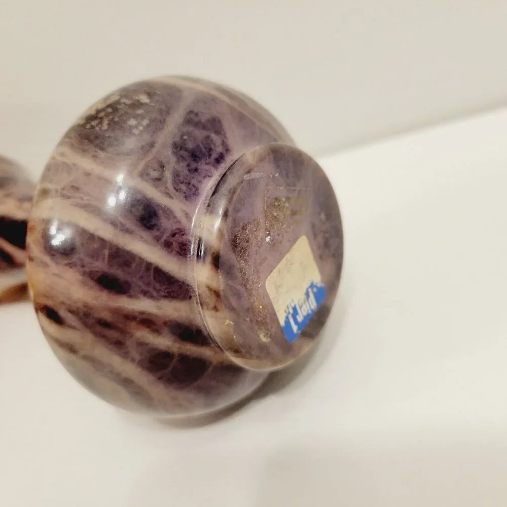 Vintage Pier 1 Imports Multi Purple Whites Swirl Marble Stone Bud Vase